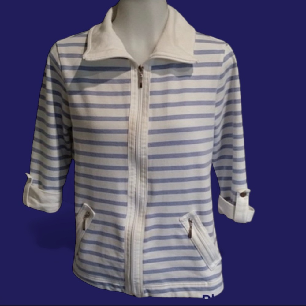 🛑LAST CHANCE🛑KAREN SCOTT Zip-Up in Stripes